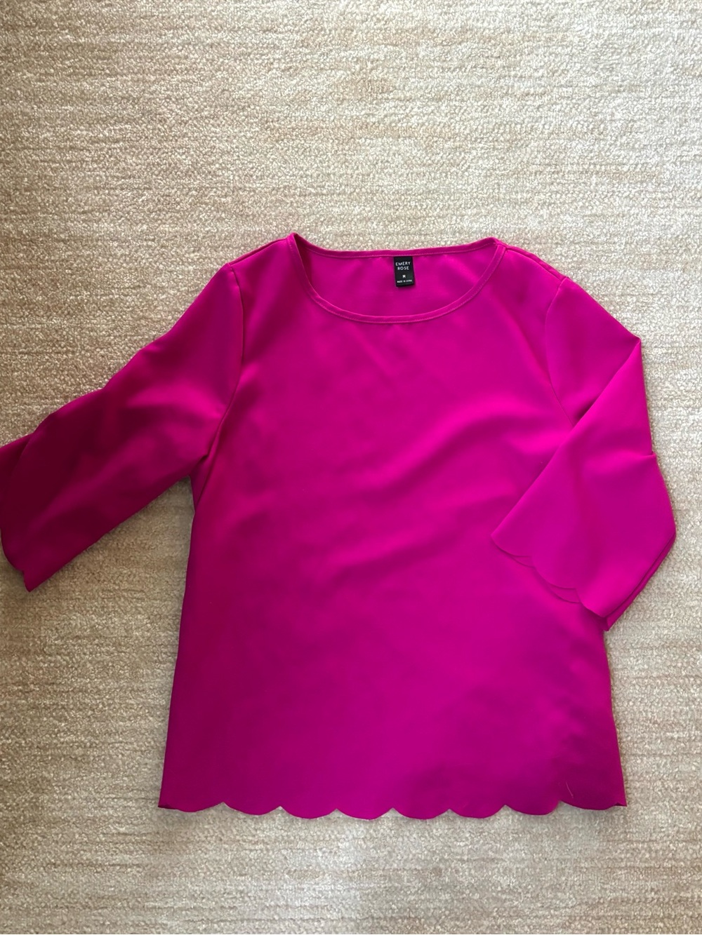 Ann Taylor Hot Pink Scalloped-Hem Tunic